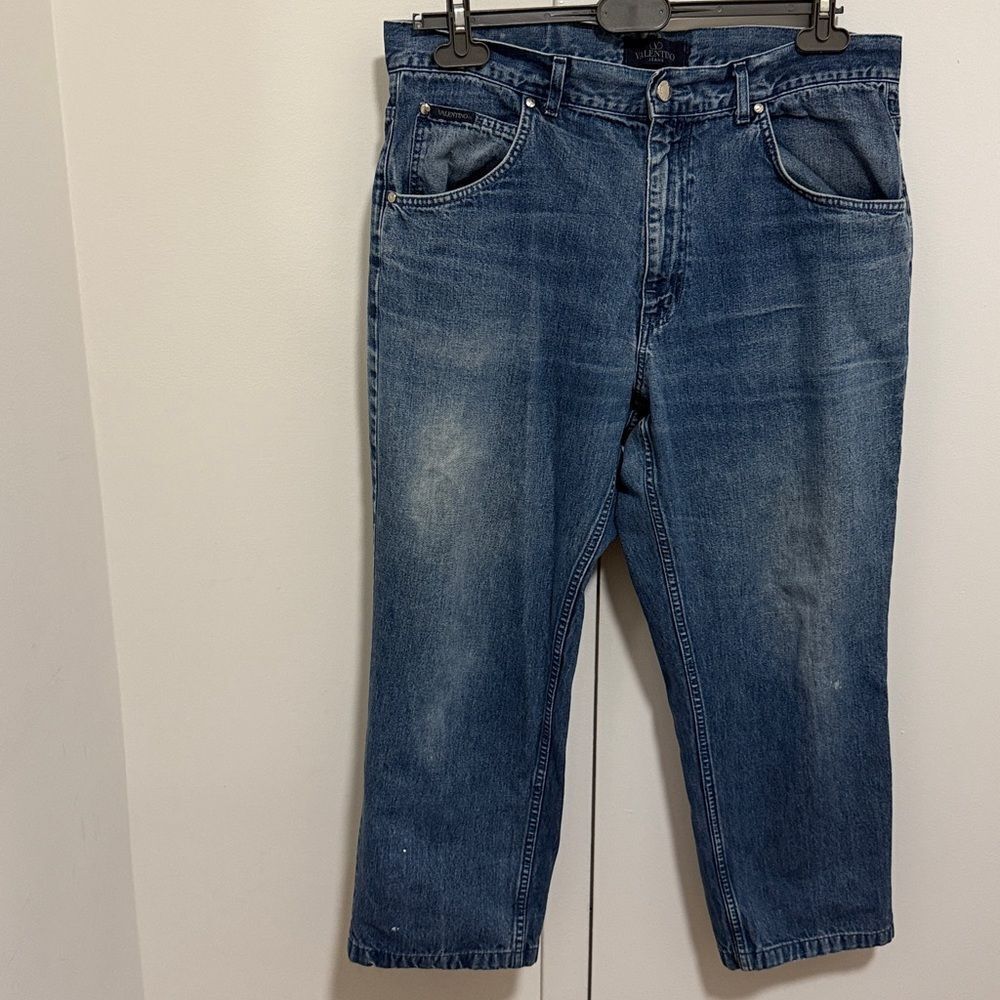 Valentino Mens Vintage Distressed Baggy High Waisted Cotton Jeans. Size 38.